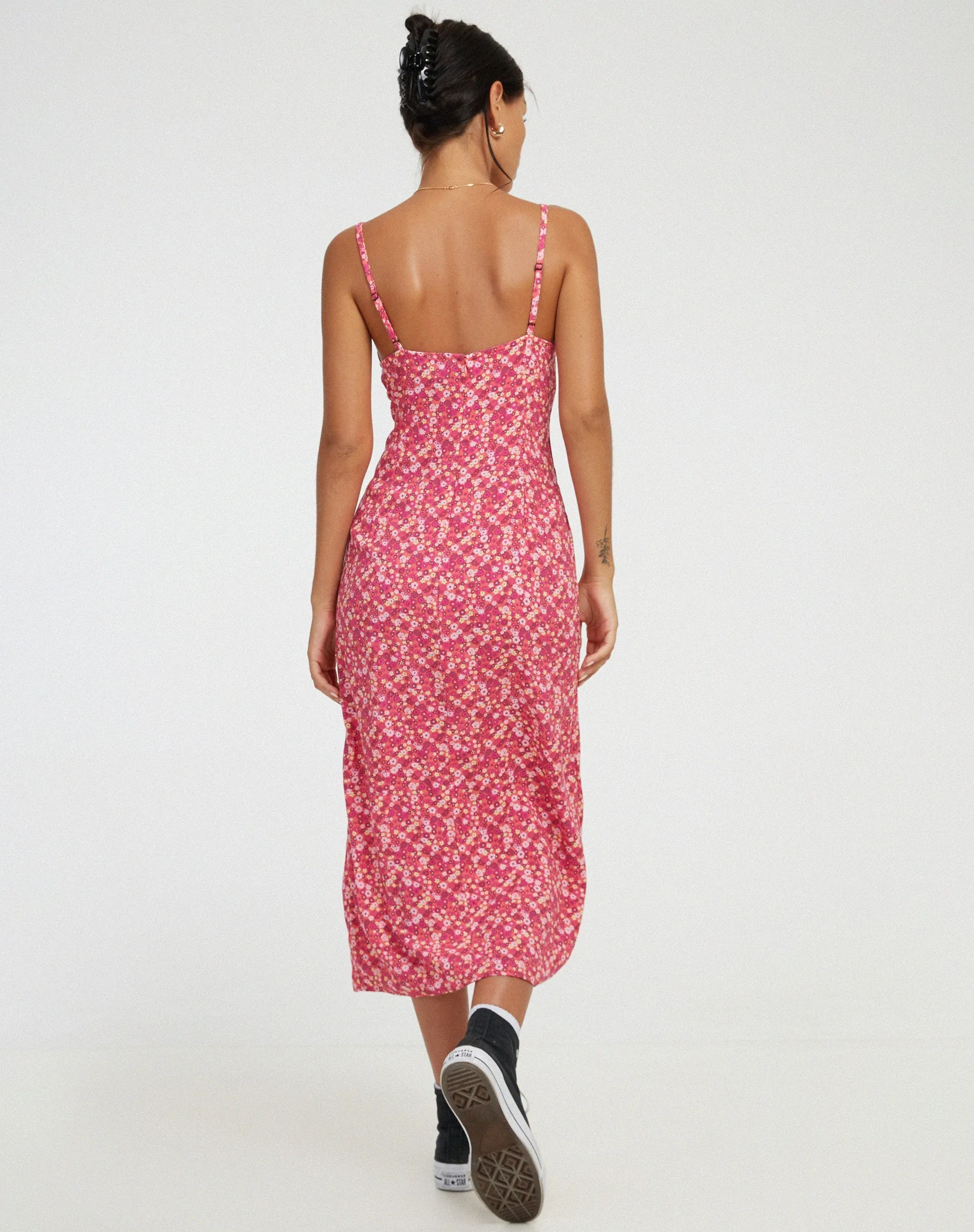 Shiori Midi Dress in Ditsy Floral Pink sold by Motel Rocks product image thumbnail 4