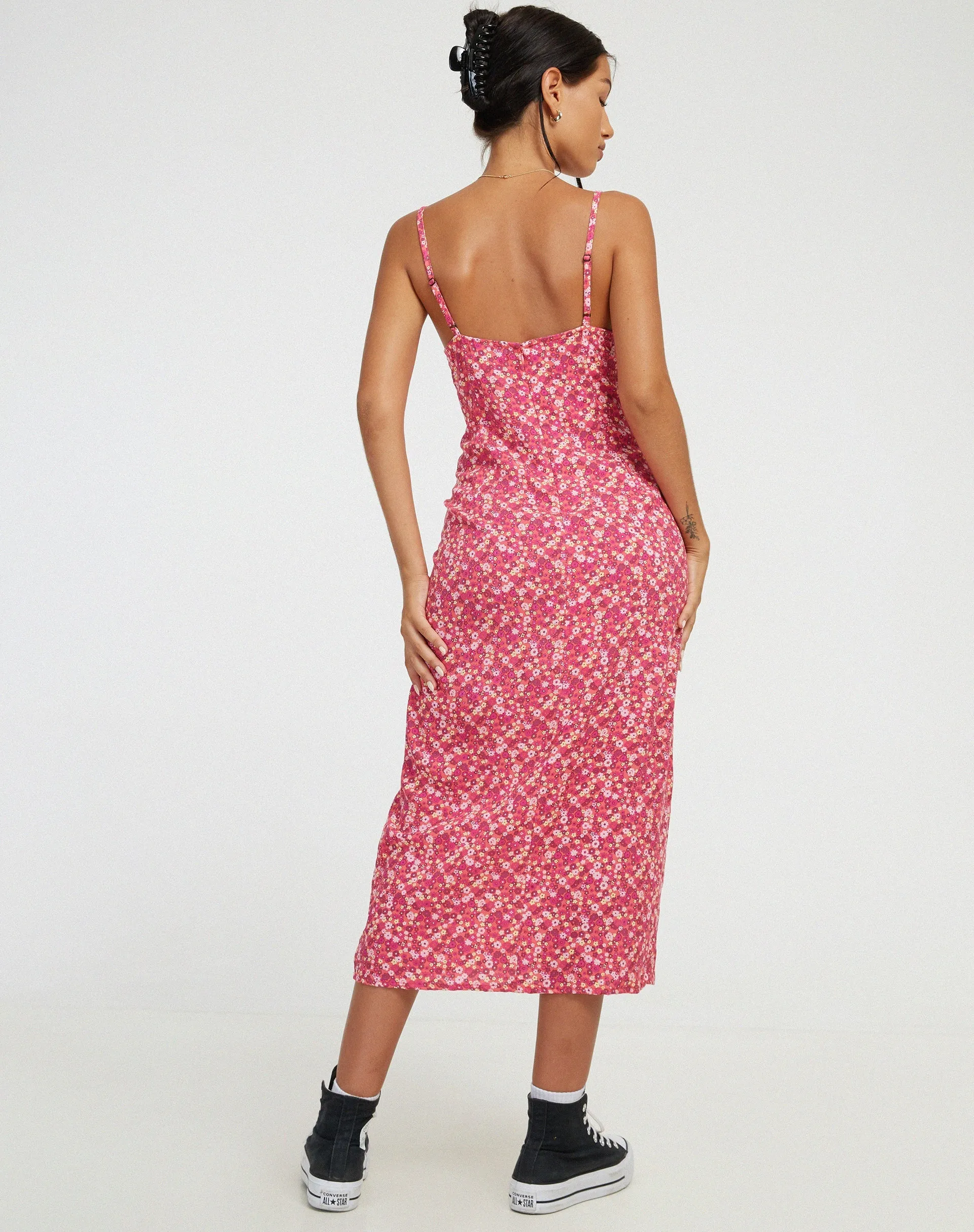 Shiori Midi Dress in Ditsy Floral Pink sold by Motel Rocks product image thumbnail 2