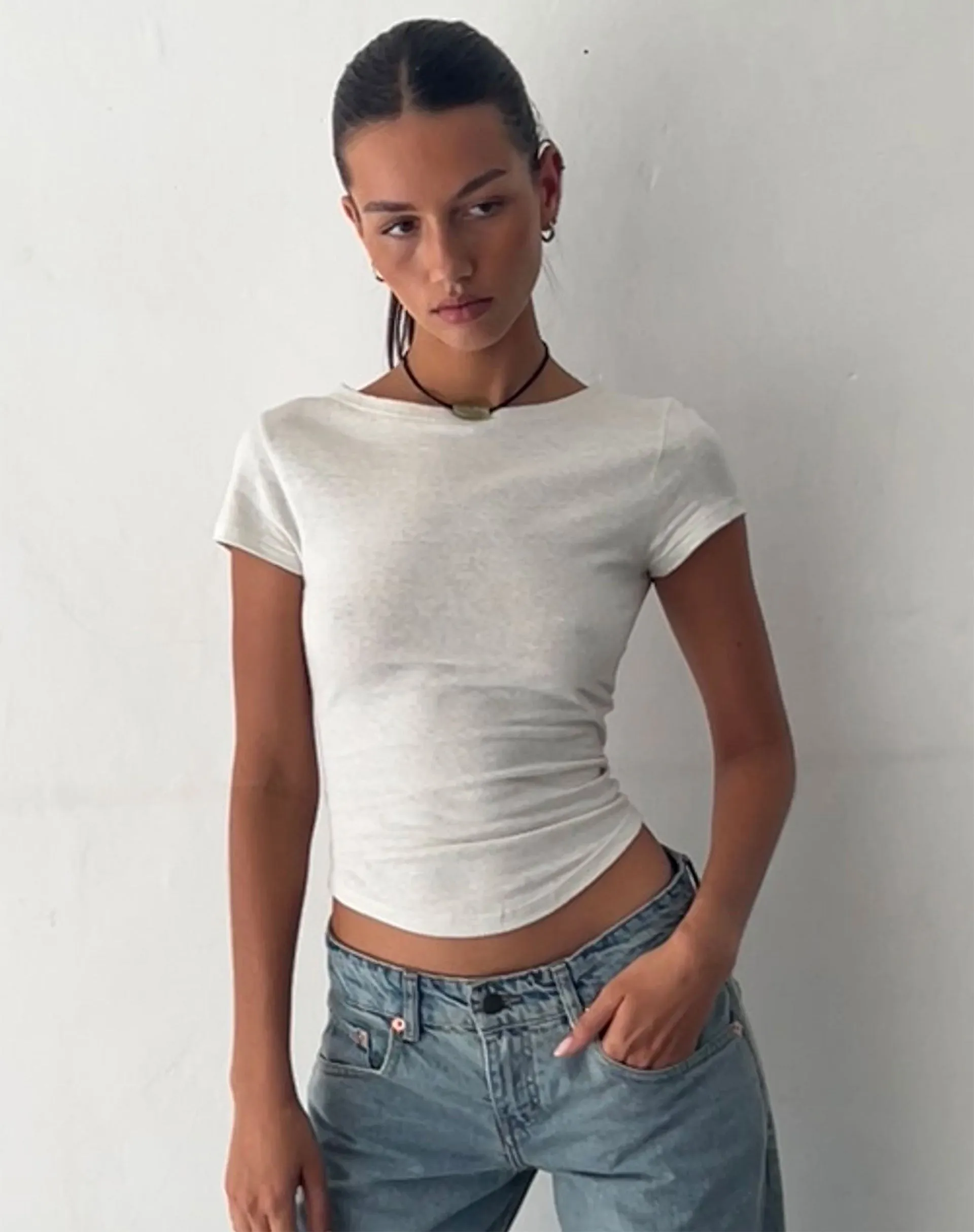 Jojes Jersey Tee in White sold by Motel Rocks