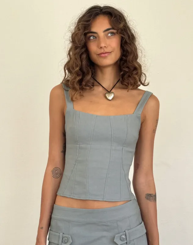 Ailsa Tie Back Top in Grey sold by Motel Rocks