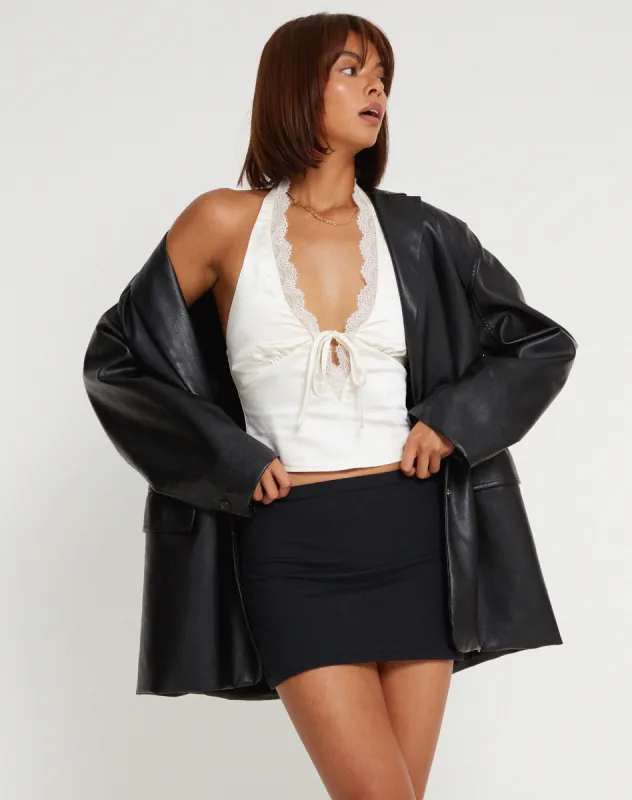 Mutsuki Halterneck Top in Satin Ivory made by Motel Rocks