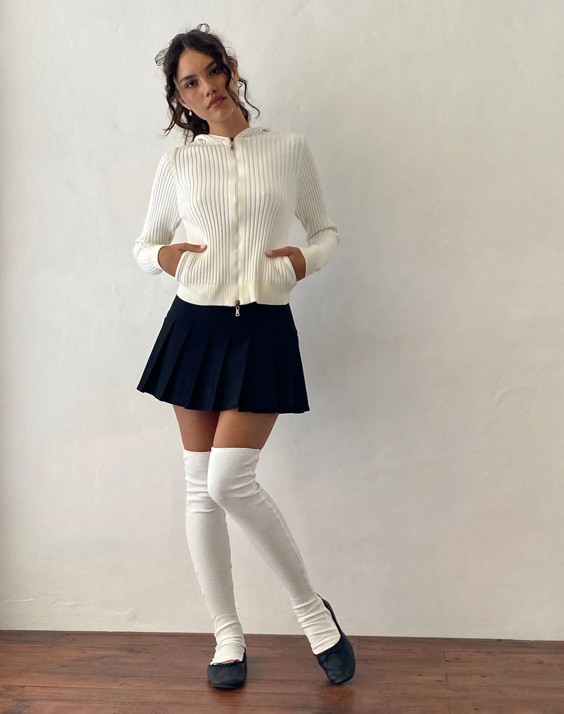 Salinas Zip Up Knitted Hoodie in Ivory sold by Motel Rocks product image thumbnail 3