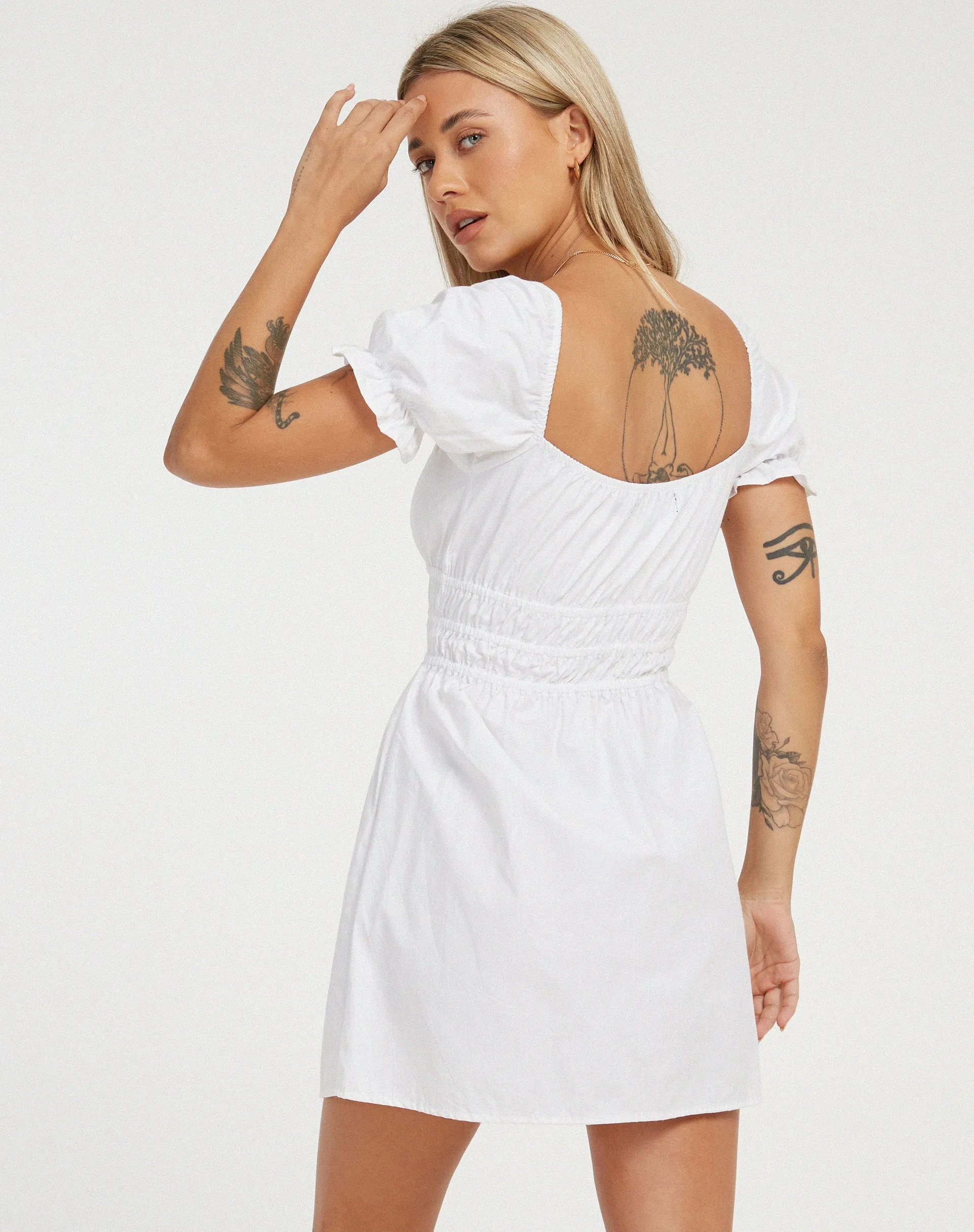 Rosmilly Mini Dress in White sold by Motel Rocks product image thumbnail 3