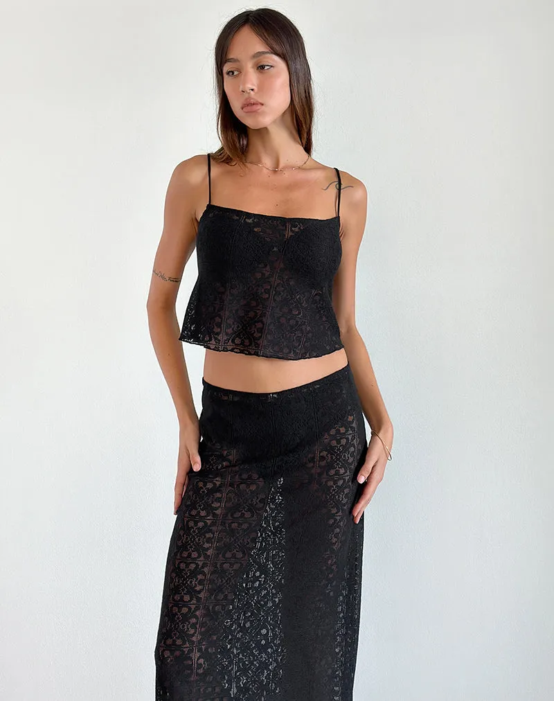 Jolan Cami Top in Black Clover Lace sold by Motel Rocks