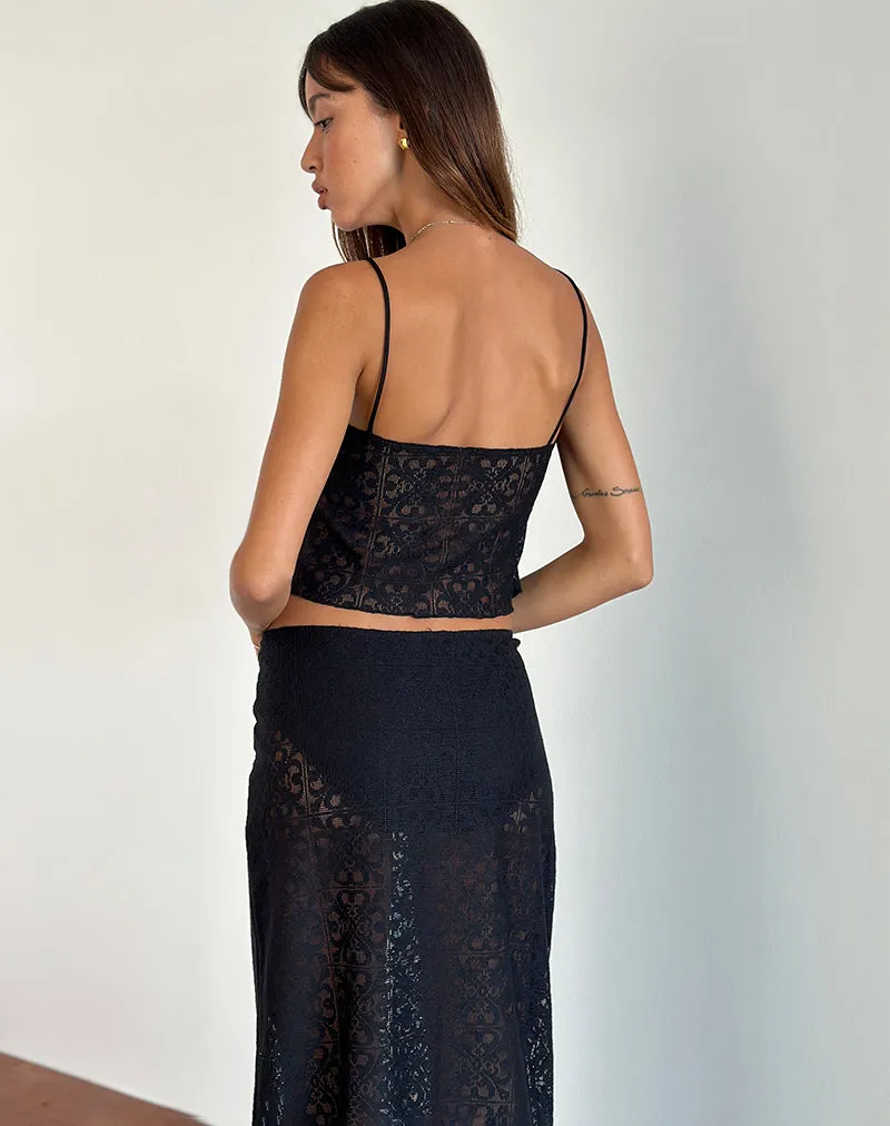 Jolan Cami Top in Black Clover Lace sold by Motel Rocks product image thumbnail 3