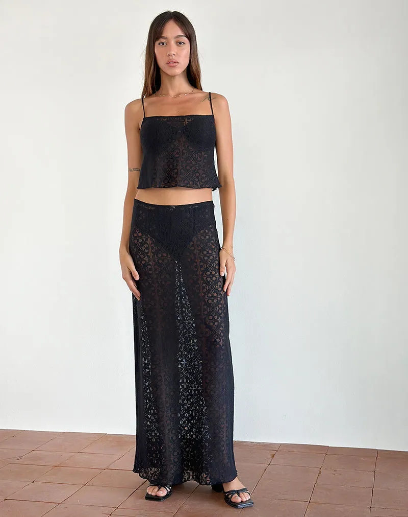 Jolan Cami Top in Black Clover Lace sold by Motel Rocks product image thumbnail 2