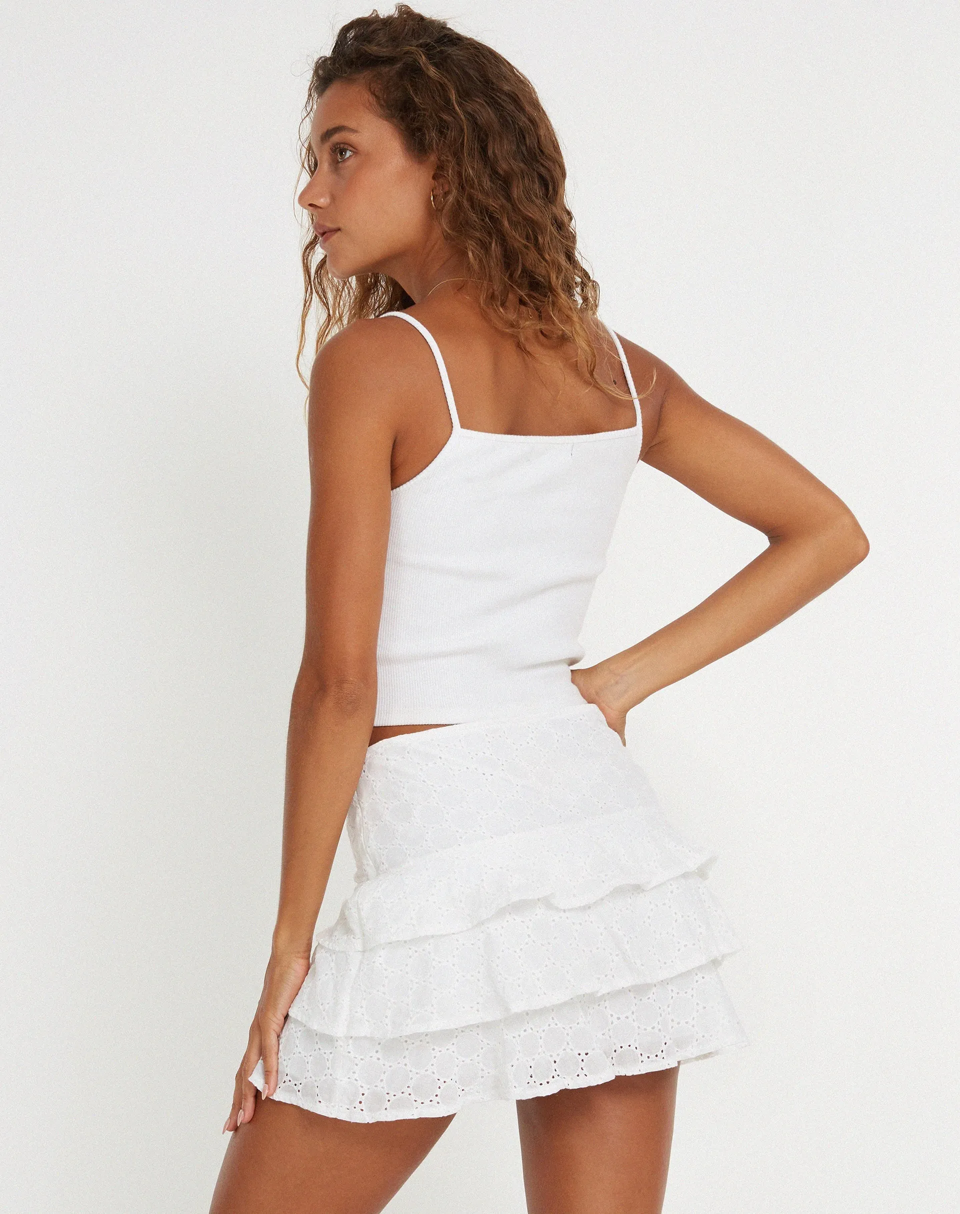 Camigo Mini Skirt in White sold by Motel Rocks product image thumbnail 3