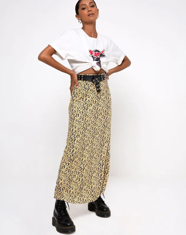 Sayan Skirt in Mini Bloom Yellow sold by Motel Rocks