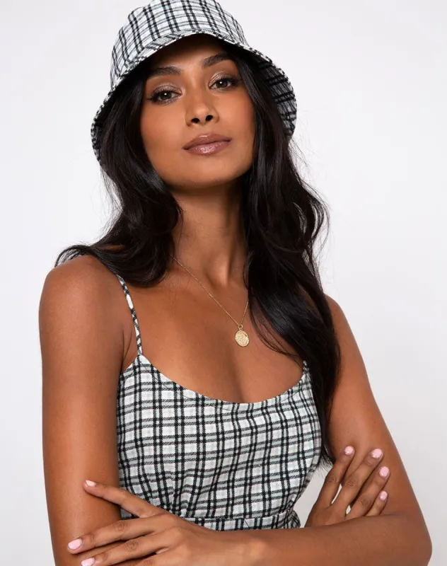 Bucket Hat in Brandy Check Foam sold by Motel Rocks
