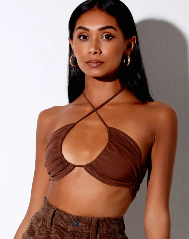 Yessa Crop Top in Cocoa sold by Motel Rocks
