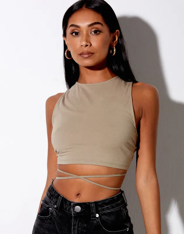 Tasve Crop Top in Sage sold by Motel Rocks
