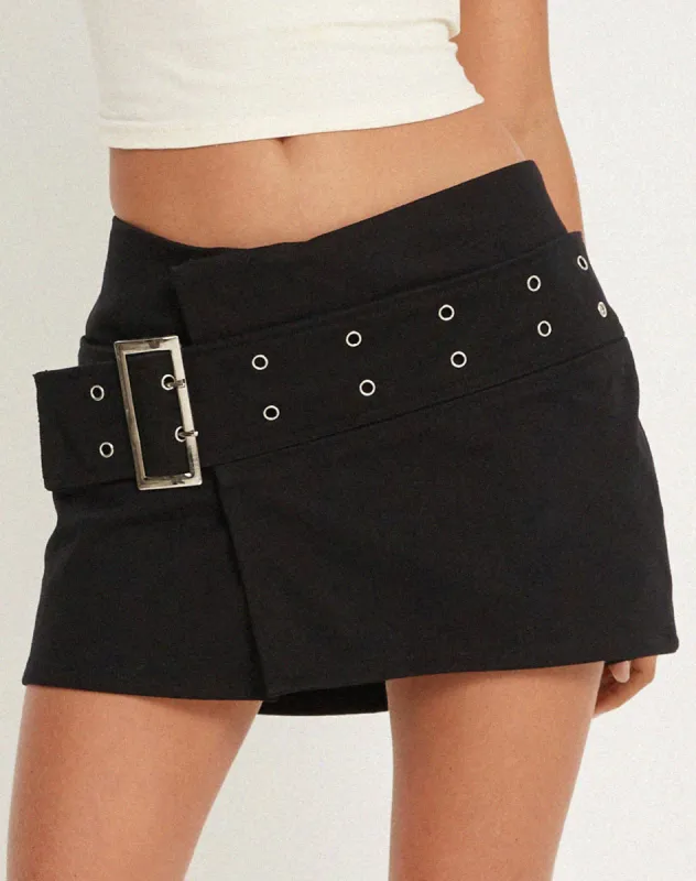 Moa Mini Skirt in Black sold by Motel Rocks