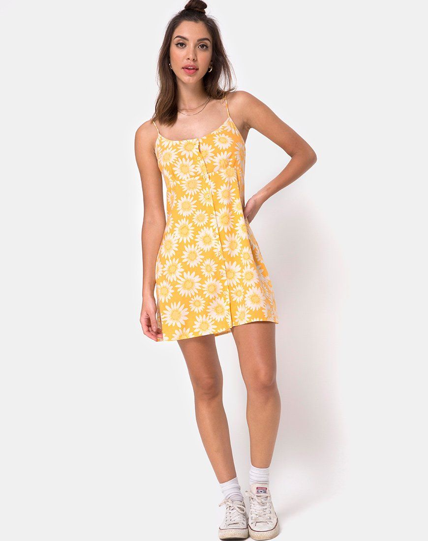 Auvaly Slip Dress in Sunkissed Floral Yellow sold by Motel Rocks product image thumbnail 3