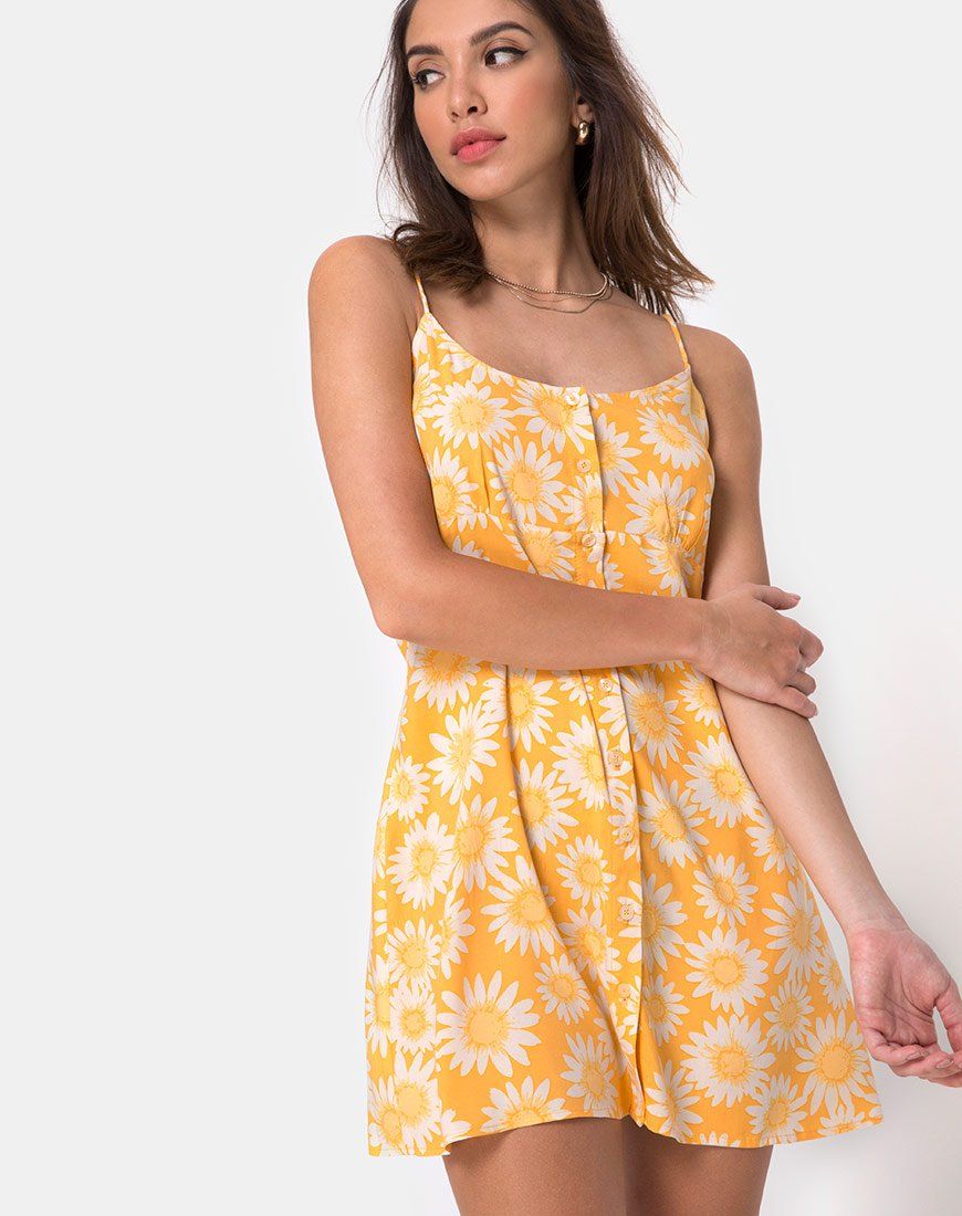 Auvaly Slip Dress in Sunkissed Floral Yellow sold by Motel Rocks