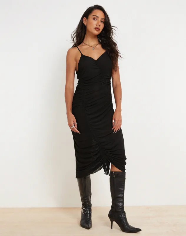 Dulcia Midi Dress in Black sold by Motel Rocks