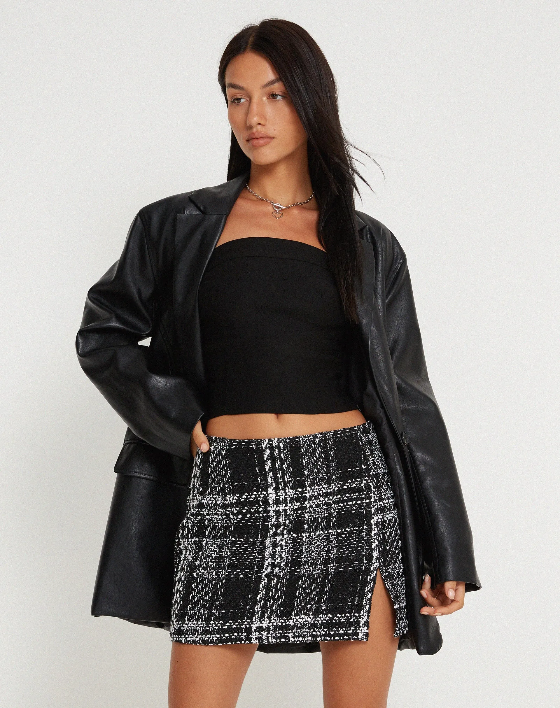 Mela Mini Skirt in Check Black and White sold by Motel Rocks product image thumbnail 4