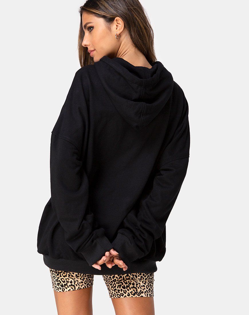 Oversize Hoody in Black with Angel Embro sold by Motel Rocks product image thumbnail 2