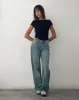 Low Rise Parallel Jeans in Vintage Blue Green sold by Motel Rocks