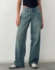 Low Rise Parallel Jeans in Vintage Blue Green sold by Motel Rocks