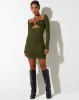 Yuvila Bodycon Dress in Mesh Khaki sold by Motel Rocks