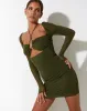 Yuvila Bodycon Dress in Mesh Khaki sold by Motel Rocks