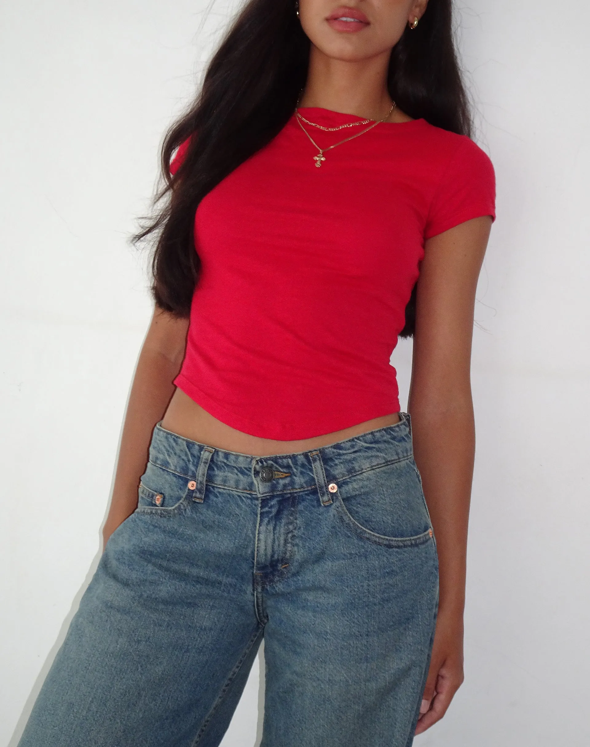Jojes Jersey Tee in Tango Red sold by Motel Rocks product image thumbnail 3