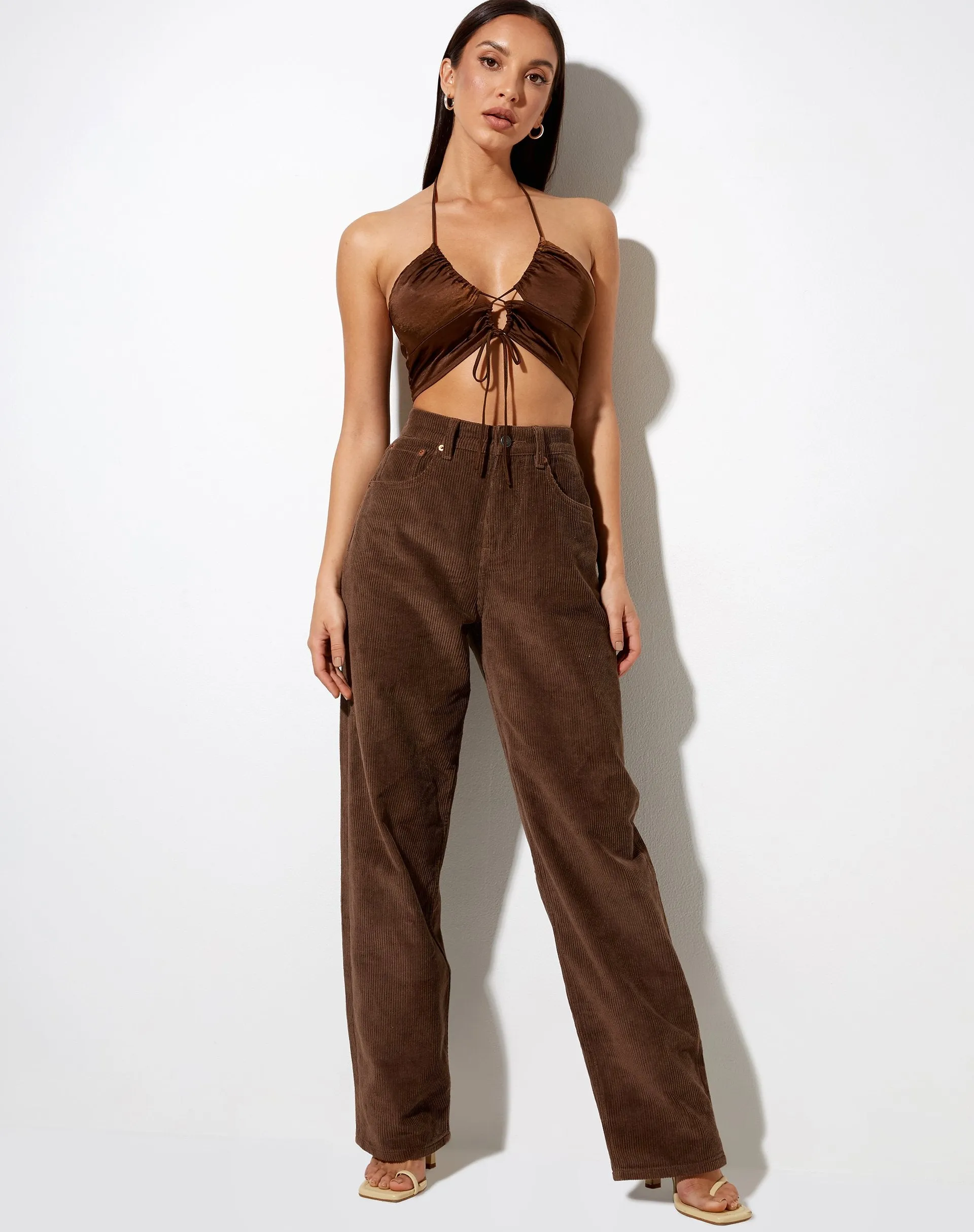 Halpi Crop Top in Satin Rich Brown sold by Motel Rocks product image thumbnail 3
