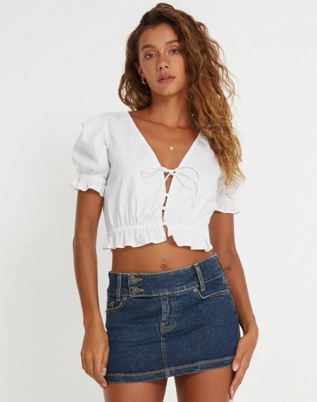 Aley Crop Top in White sold by Motel Rocks