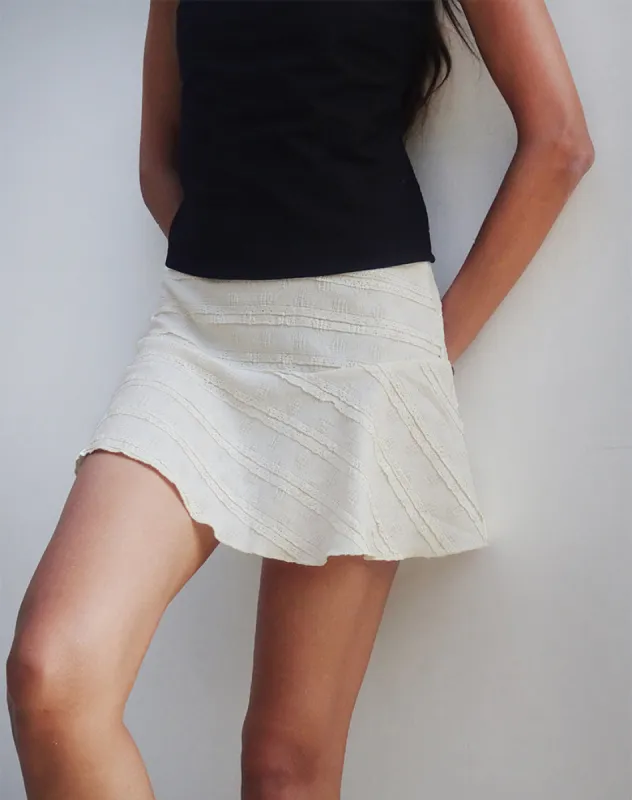 Ragna Mini Skirt in Crinkle Ivory sold by Motel Rocks