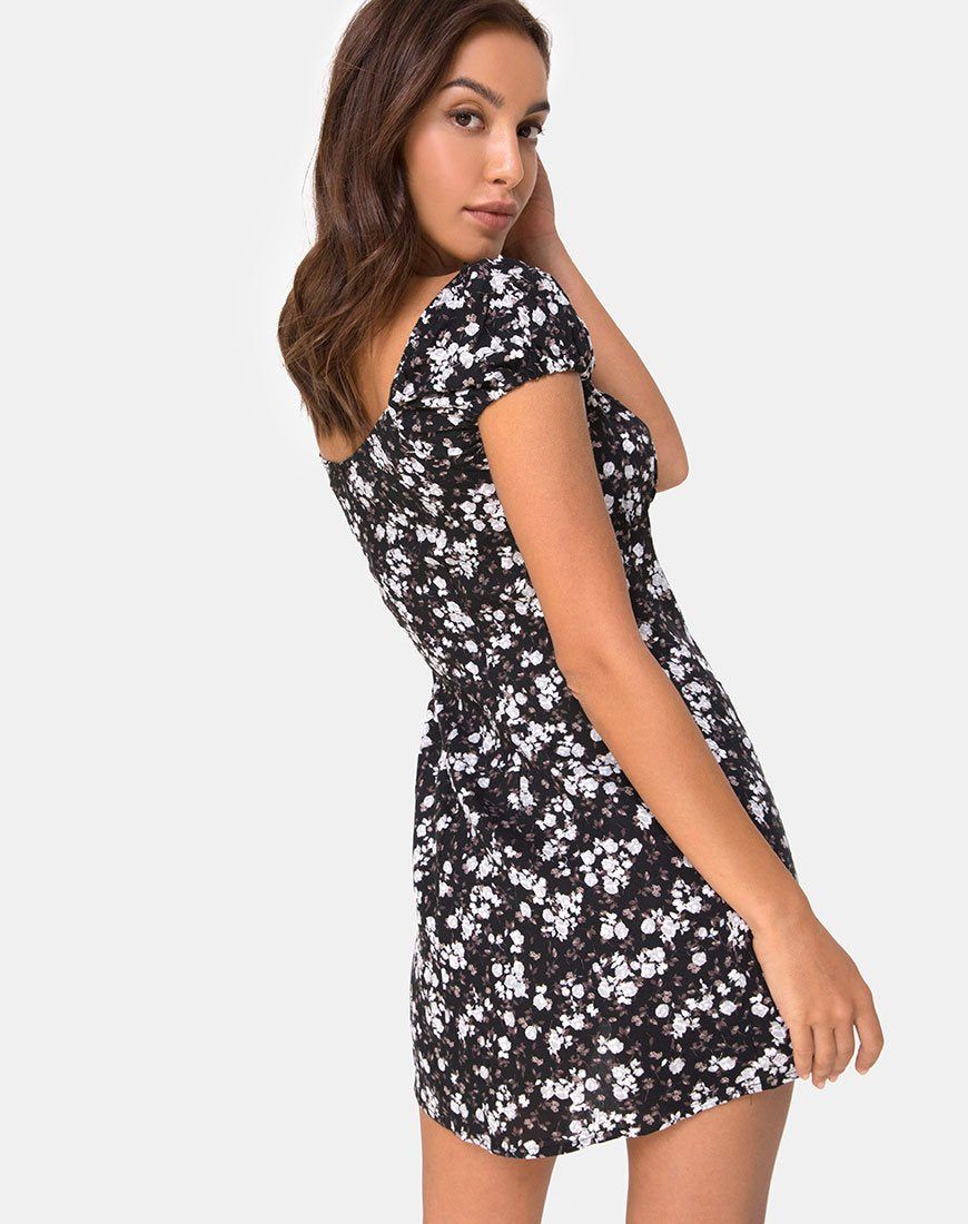 Gaval Mini Dress in Dark Wild Flower sold by Motel Rocks product image thumbnail 2