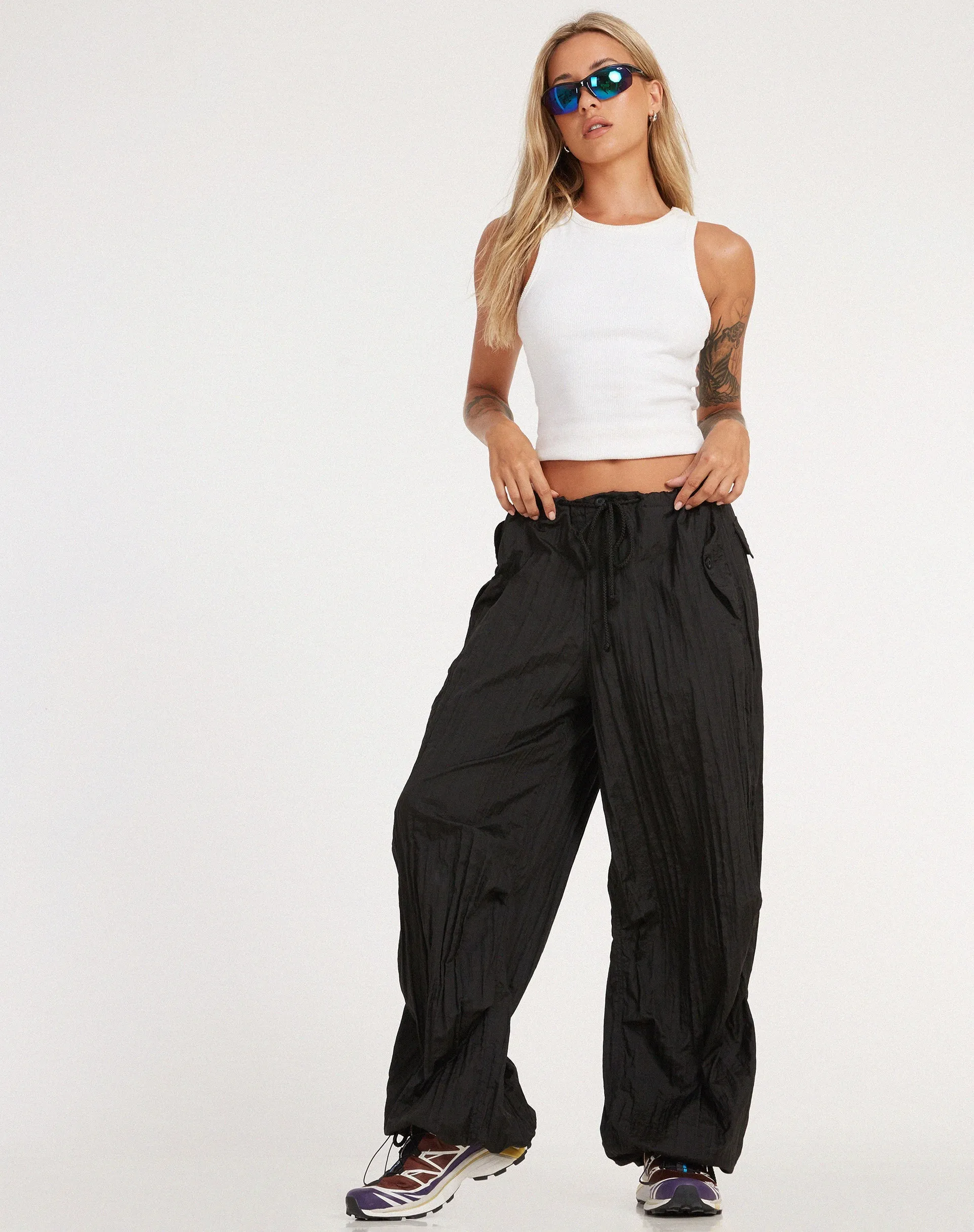 Chute Trouser in Parachute Black sold by Motel Rocks product image thumbnail 5