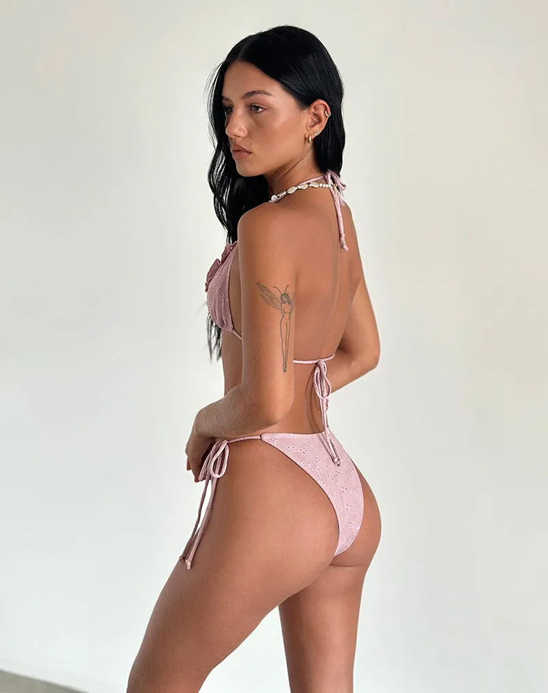 Lentra Ruffle Bikini Bottoms in Broderie Blush Pink sold by Motel Rocks product image thumbnail 4