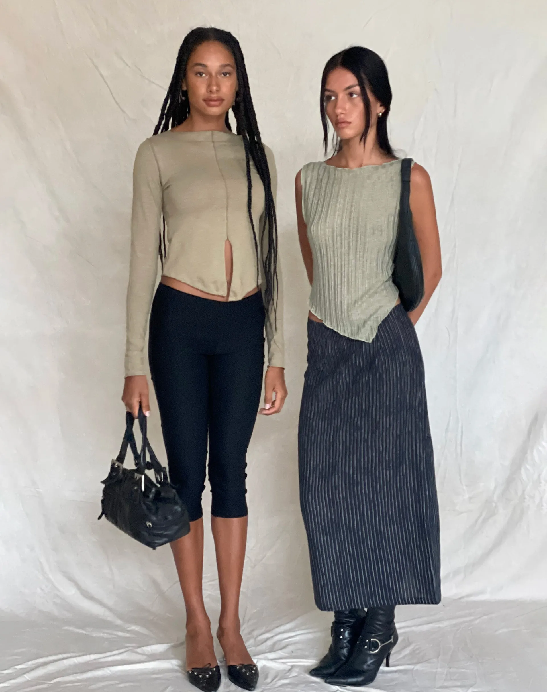 MOTEL X JACQUIE Duende Midi Skirt in Sketchy Stripe Black sold by Motel Rocks product image thumbnail 3