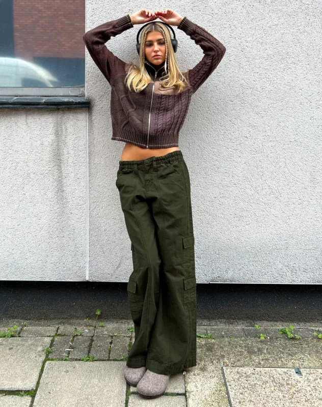 Hansa Cargo Trouser in Dark Olive sold by Motel Rocks