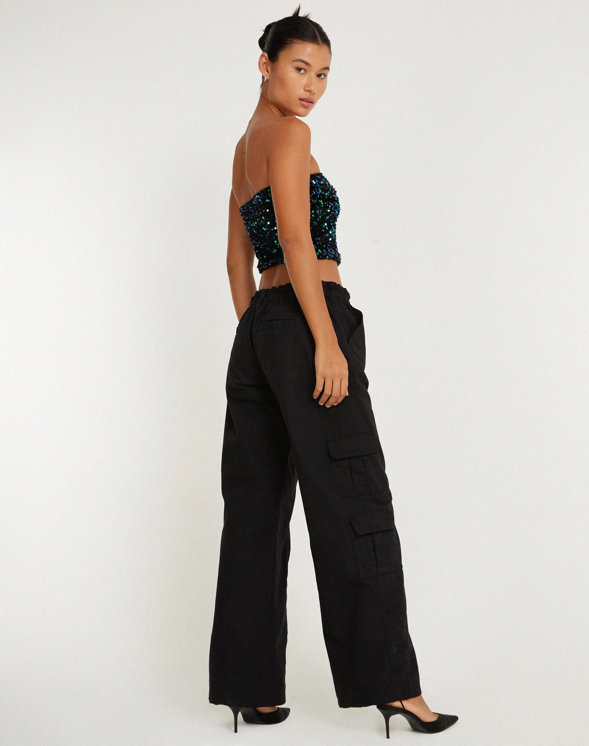 Shae Bandeau Top in Mini Sequin Green Iridescent sold by Motel Rocks product image thumbnail 4