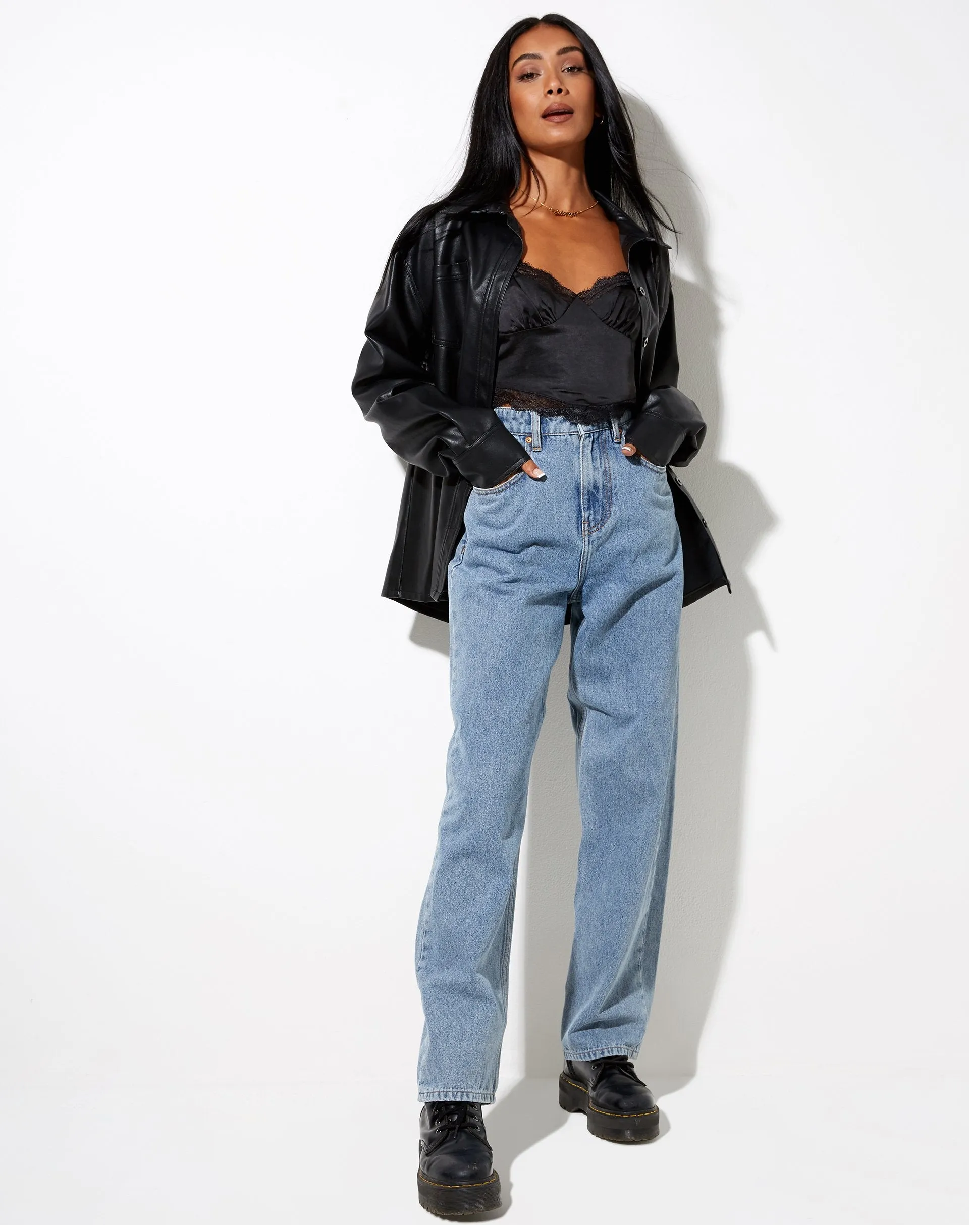 Gemlou Cami Top in Satin Black sold by Motel Rocks product image thumbnail 3