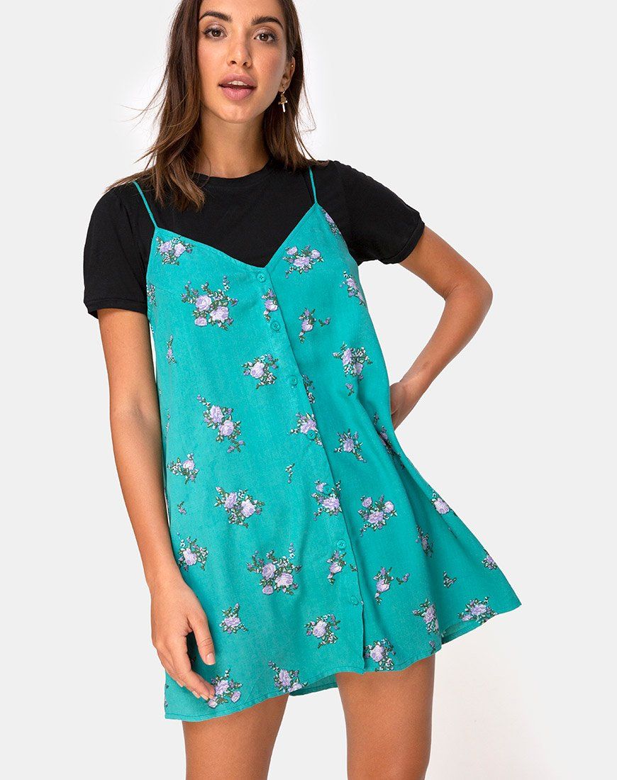 Sanna Slip Dress in Soi Rose Green sold by Motel Rocks