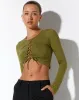 Gisy Crop Top in Lycra Khaki sold by Motel Rocks