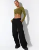 Gisy Crop Top in Lycra Khaki sold by Motel Rocks
