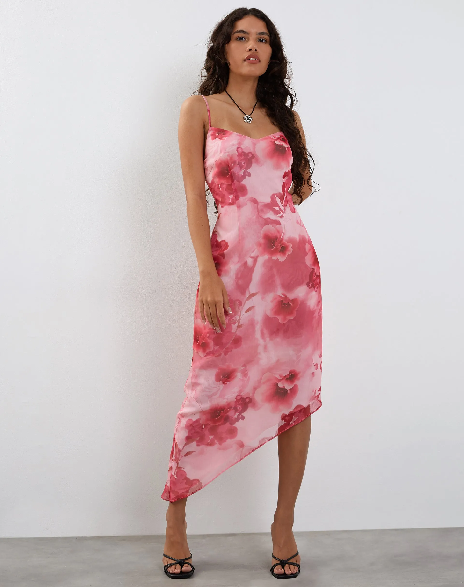Preston Midi Dress in Watercolour Floral Pink sold by Motel Rocks product image thumbnail 3
