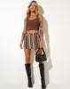 Micro Broomy Mini Skirt in Mix Stripe Brown sold by Motel Rocks