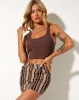 Micro Broomy Mini Skirt in Mix Stripe Brown sold by Motel Rocks