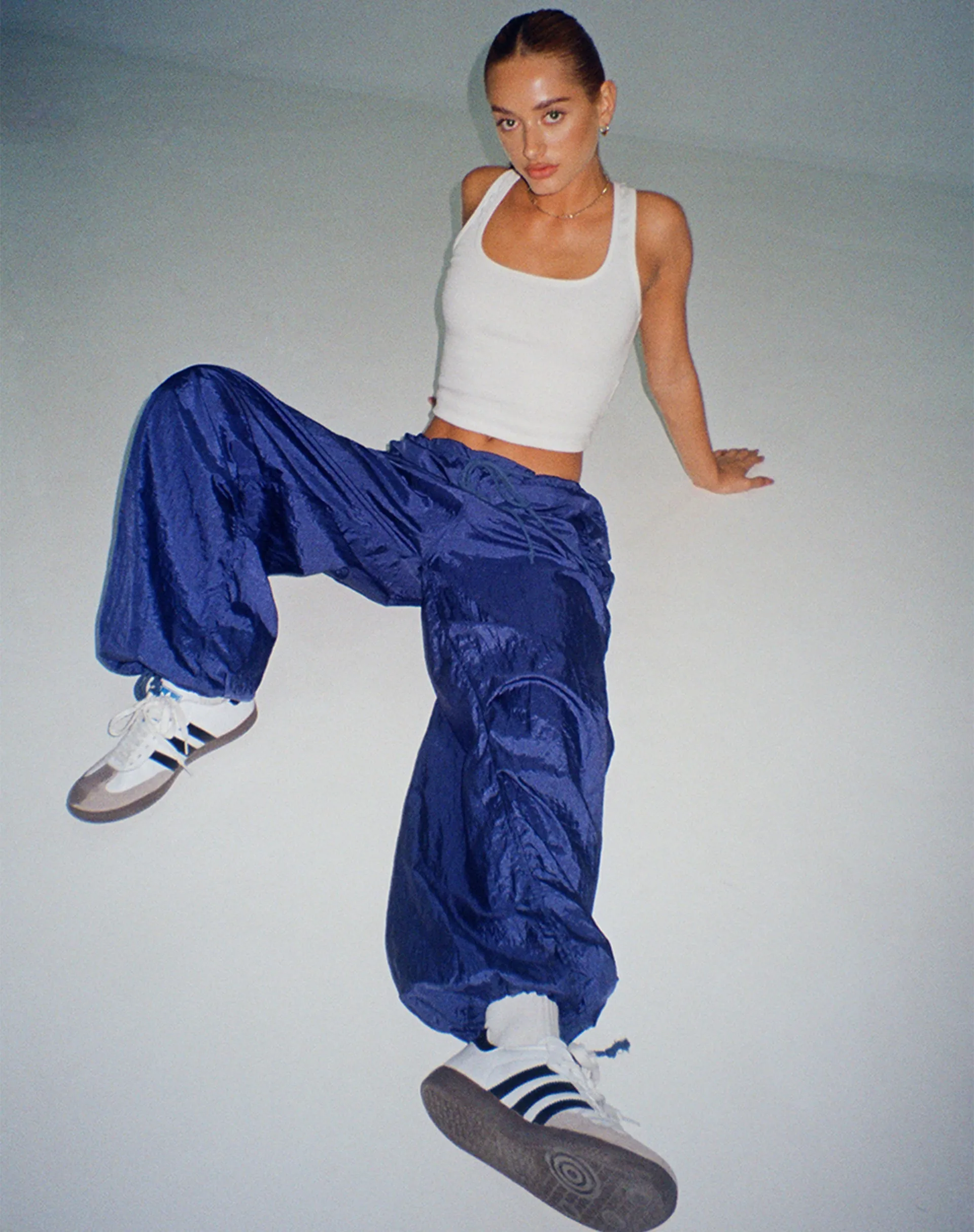 Chute Trouser in Navy sold by Motel Rocks