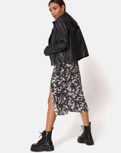 Saika Midi Skirt in Dark Wild Flower sold by Motel Rocks