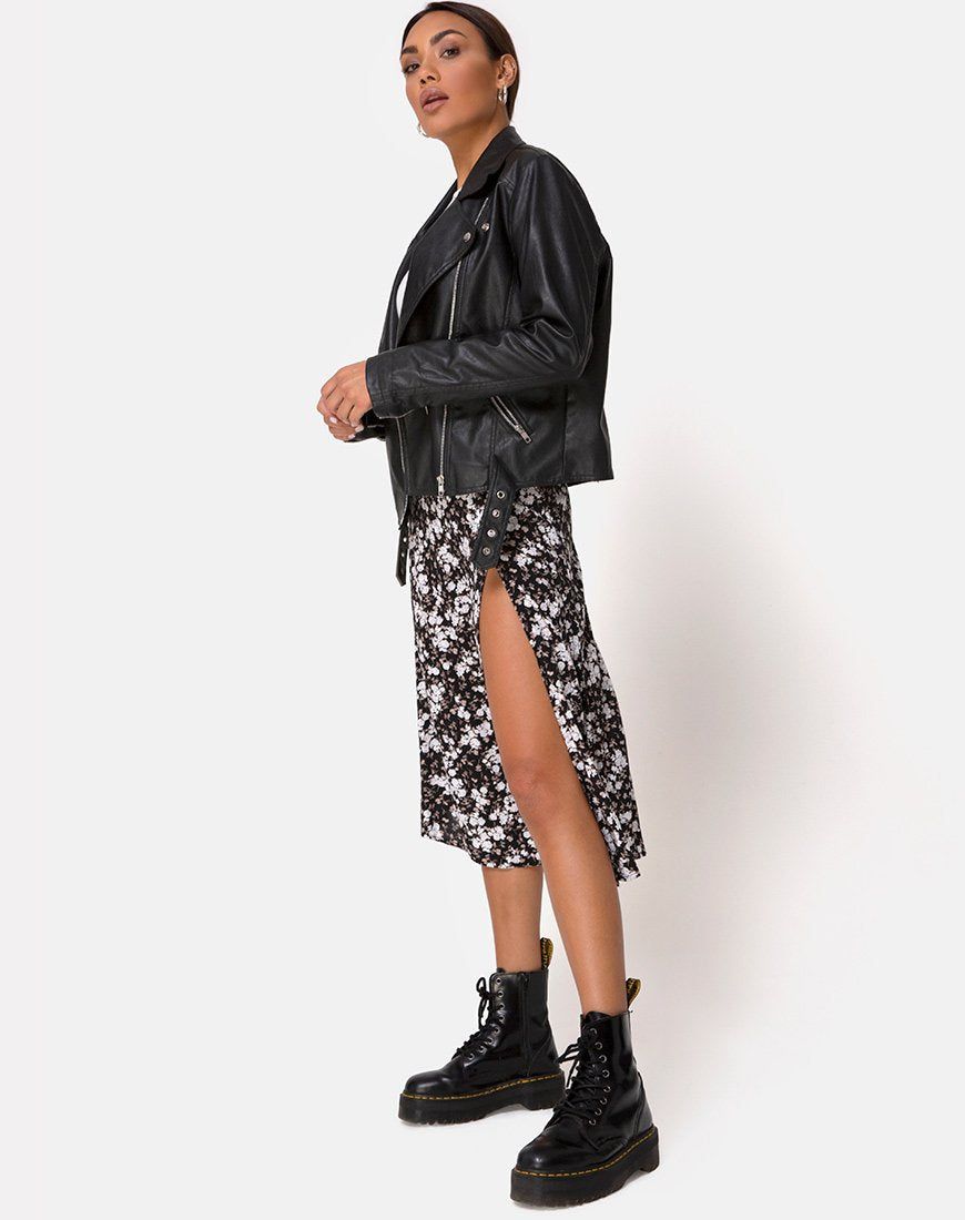 Saika Midi Skirt in Dark Wild Flower sold by Motel Rocks