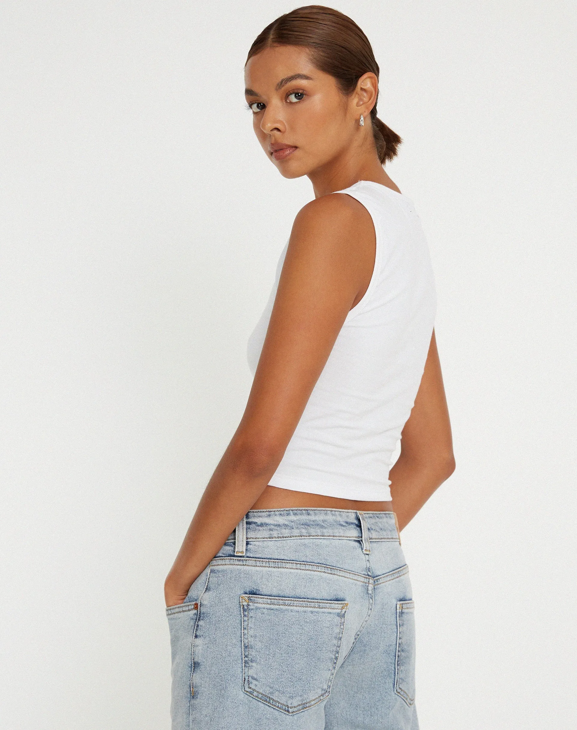 Monlo Vest Top in White sold by Motel Rocks product image thumbnail 2