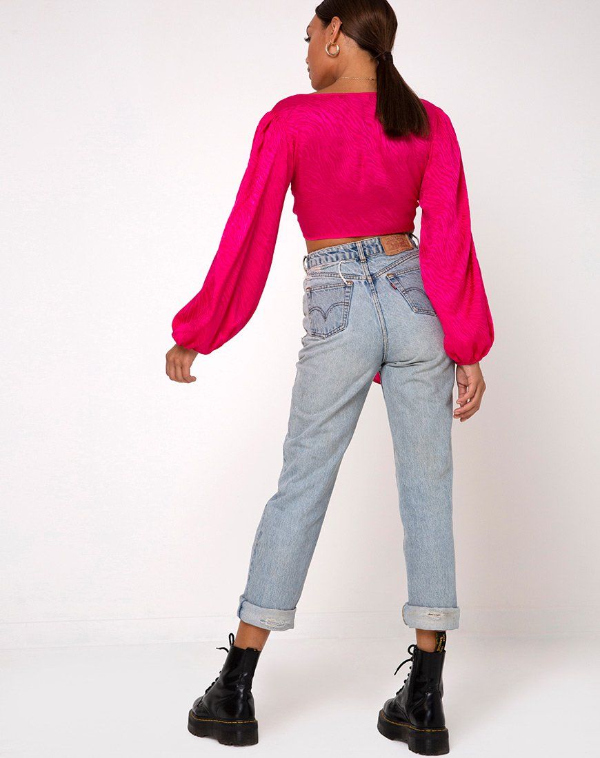 Carina Crop Top in Satin Zebra Fuchsia sold by Motel Rocks product image thumbnail 4