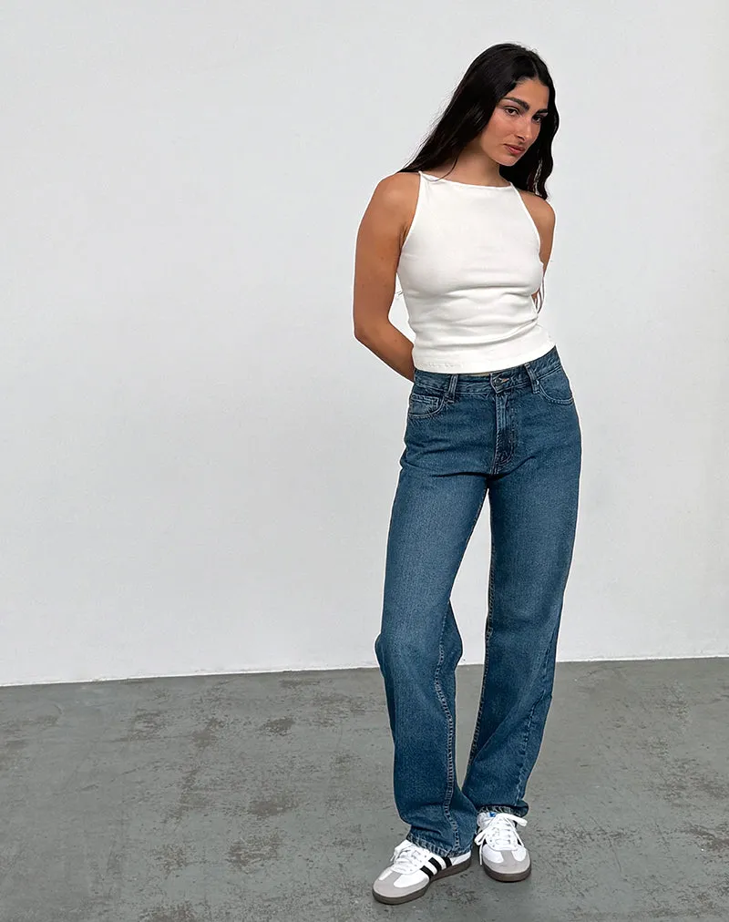 Mid Rise Slim Parallel Jeans in Mid Blue Used sold by Motel Rocks product image thumbnail 5