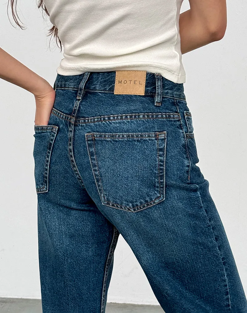 Mid Rise Slim Parallel Jeans in Mid Blue Used sold by Motel Rocks product image thumbnail 3