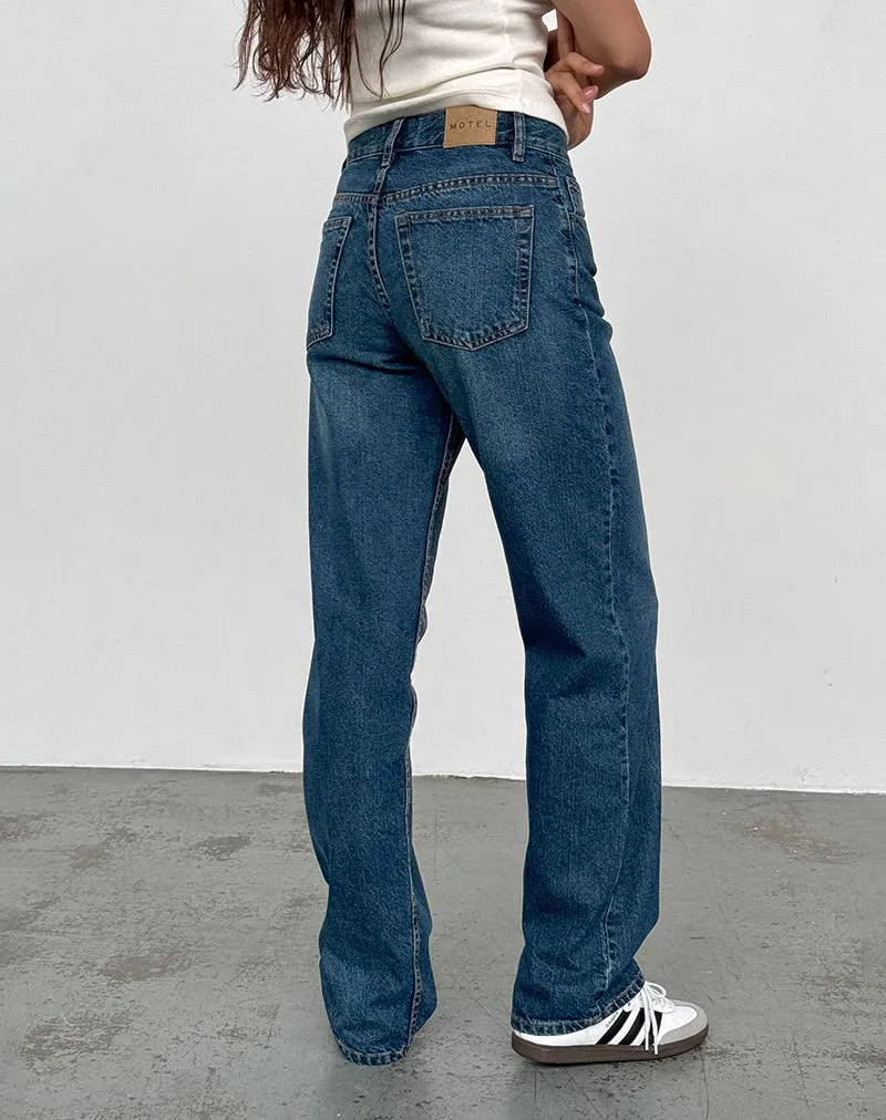 Mid Rise Slim Parallel Jeans in Mid Blue Used sold by Motel Rocks product image thumbnail 4